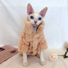 Clothing Thicken Warm Plaid Jacket for Cats, Polar Fleece Apparel, Hairless Cat Clothes, Sphynx Sphinx, Devon Rex, Winter