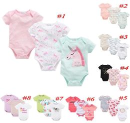 Newborn Baby Unicorn Alpaca and Watermelon Pattern Cotton Romper Short Sleeve Girls Boys Jumpsuit Summer Infant Bodysuit Outfit BY9859464