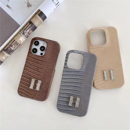 Fashion Designer Luxury Lizard sheep leather iPhone Case for iPhone 15 Pro Max 15pro 14plus 14promax 14 13pro 13 12 11 Pro Max Brand Letter H Cellphone Cases Cover