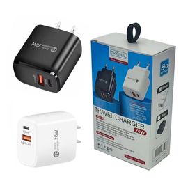 20W PD QC3.0 USB Wall Charger US EU fast charging Plug Type-c USB-C Power Adapter Fast Charging travel Chargers for Cell Phone for iPhone 15 etc with Retail Packaging box