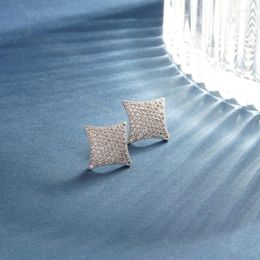 Stud Earrings Fashion Classic Luxury Korean Square Full Zircon Geometric Women's Gift Banquet Jewelry 2024