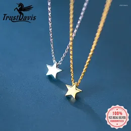 Pendants TrustDavis Real 925 Sterling Silver Fashion Romantic Mini 5mm Star Necklace For Women Wedding Valentine's Day Fine Jewellery DB297