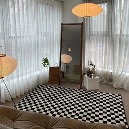 Vintage Checkerboard Plush Rug Living Room Decoration Large Area Carpet Bedroom Bedside Thick Rugs Home Decor Nonslip Floor Mat 240223