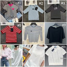 Moda Tasarımcı T-Shirts Yaz Kadınlar Kısa Kollu Üstler Stripe veya Zihinsel Logo Tasarımcı Gömlekleri 26391