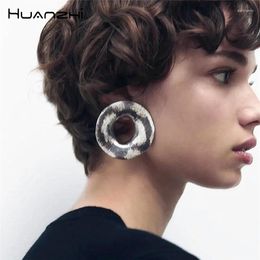 Stud Earrings HUANZHI Irregular Round Open Exaggerated Big Flower For Women Girls Thick Alloy Chunky Party Holiday Jewelry Gifts