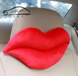 Car Seat Neck Rest Belt Headrest Pads Red Big lips shape Nap Headrest Cute Automotive occipital6192836