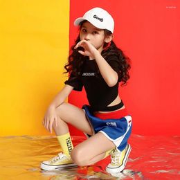 Stage Wear Kids Hip Hop Outfits Dancing Clothes Jazz Ballroom Costumes For Girls Dancewear Street Dance T Shirt Shorts Fashion