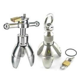 Anal Open Tool Butt Stretching Adult Sex Toy Stainless Steel Plug With Lock Expanding Ass Appliance Drop 240227