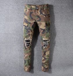 Men039s Jeans 2021 Streetwear Fashion Men Camouflage Military Big Pocket Denim Cargo Pants Slim Fit Hip Hop Ripped Punk Trouser3161911