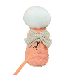 Dog Apparel Small Pet Outfits Winter Coat Jacket Bowknot Harness Vest Yorkie Pomeranian Bichon Frise Poodle Clothing Clothes