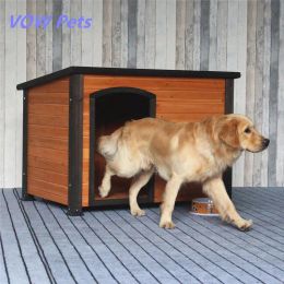 Mats Solid Wooden Dog House Waterproof Outdoor Kennel Cage Large Breed Dogs Dog House Samoyeds Kennel Package Mail Sent Door Curtain