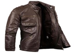 Whole Russian Style Fashion Mens Zipper Leather Jacket For Men New Slim Fit Motorcycle Avirex Leather Jackets Male Designer S5435825