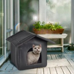 Mats Foldable Cat House Outdoor Waterproof Pet House For Small Dogs Kitten Puppy Cave Nest With Pets Pad Dog Cat Bed Tent Supplies