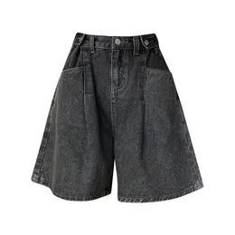 Damen-Jeans, Umstandshose, 2 x weites Bein, gerollte Kanten, Denim-Shorts für Damen mit hoher Taille, Pyjama, kurze Länge, Ropa De Mujer