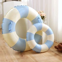 Retro Striped Kids Swim Ring Float Inflatable Toy Swimming Tube For Children Adult Circle Pool Beach Water Play 240223