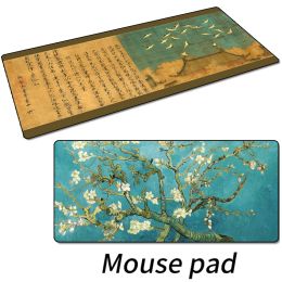 Pads Chinese Style Antique Text Large Mouse Pad NonSlip Lockstitch Office Desk Mat Business Desk Mat Personalised Creative