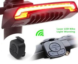 X5 Smart Rear Bicycle Light Bike Lamp Laser LED USB Rechargeable Wireless Remote Turning Control Cycling Bycicle led Light9939378