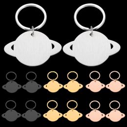 Tags Wholesale 10Pcs Blank Planet Pet ID Tag Stainless Steel Planet Dog Tag Personalised Pet Name Collar Pendant Keyring Accessories
