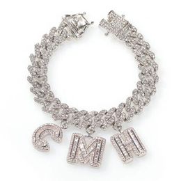Custom Name Zircon Baguette Letters 12MM Austrian Rhinestone Cuban Chain Necklace &Bracelets Anklet For Men Women237C