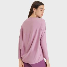 Lu Yoga Align Loose Action Dupe Back In Women T-Shirts Long Sleeve Sports Tee Gym Pullover Blouses Fitness Sportswear Lemon LL Jogger Lu Yoga-08 2024
