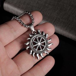 Antique Silver Color Sun Angel Wing Skeleton Pendant Necklace Hollowed Out Flower Charm With Stainless Steel Chain Mens Street Punk Jewelry Accessories Wholesale