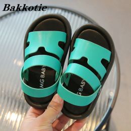 Outdoor Boys Beach Sandals 2023 Summer Baby Girls Flats Fashion Party Dress Shoes Toddler Kids Shoes Brand Outdoor Black Slide Soft Sole