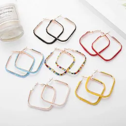 Hoop Earrings Boho Handmade Color Bead Geometric Hope For Women 2024 Trend Vintage Square Gold Ethnic Femme Jewelry