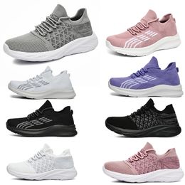 Women Running Shoes Breathable Soft Mesh Black White Purple Grey Shoes Mens Trainers Sports Sneakers GAI