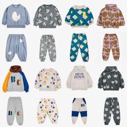 Clothing Sets Bobo 2024 Autumn Winter Kids Boys Girls Clothes Cartoon Print Fashion Boy Hooded Sweatshirt Pants Suits For Children