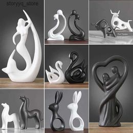 Other Home Decor Nordic modern creative black and white ceramic crafts ornaments study office desk small decoration home decorations Q240229
