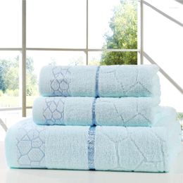 Towel Set Cotton 3pcs/Lot Face Bath Washcloth Blue Beach Toalla Water Cube Pattern Light Yellow Adults Bathroom Textile