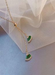 emerald fan pendant necklace for women luxury designer green gym pendants Baroque retro court style vintage fashion necklaces jewe6111243