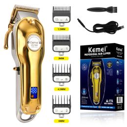 Trimmers Kemei Full Metal Hair Trimmer For Men Beard Trimmer Professional Hair Clipper Electric Razor Rechargeable Hair Cutting Machine