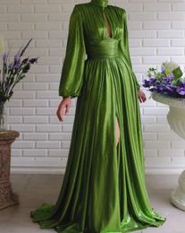 Elegant Prom Dresses For Women Aline Solid Fashion Waist High Neck Swing Long Sleeve Vestidos Evening Party Maxi Dress Female 240220