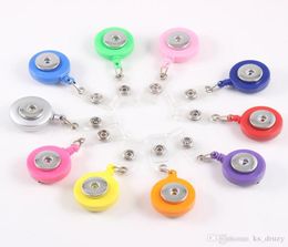 Snap Button Retractable Ski Pass ID Card Badge Holder Reels Pull Key Name Recoil Reel Fit 18MM Snaps Buttons Jewellery MKI1231192