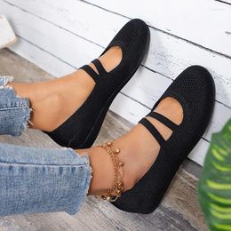 Casual Shoes Women's Flats Breathable Knitted Comfortable Wedge Heel Ladies Formal Business 2024 Sneakers 36-43