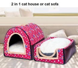 Mats Cat Beds with Removable Cushion 2 in 1 Washable Cozy Dog Igloo Bed Cat Cave NonSlip Warm for Pets Puppy Rabbit Kitten house