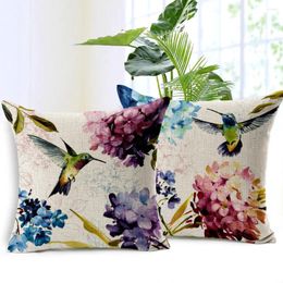 Pillow Cosy Couch Cover Bird Hummingbird Printed Home Docorative Case Vintage Pillowcase For Sofa/bedding Square 45x45cm