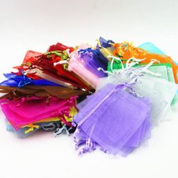 7x9cm 9x12cm 10x15 cm13x18CM Organza Jewellery Packaging Bags Wedding Party Decoration Drawable Gift Bags 24 Colours GB1506350g