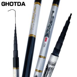 Rods GHOTDA Ultralight Hard Carp Feeder Fishing Pole Tenkara 3.67.2M No Ring Telescopic Stream Fishing Rod