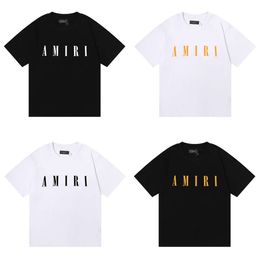 American style high street niche beauty trend AM printed angel simple letter splashing ink double crane flower short sleeved T-shirt