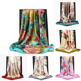 designer Luxury Brand Square Scarf Fashion Beach Women Head Silk Wrap Spring Summer Shawl Ladies Foulard Bandanna Muffler Hijab 90cm