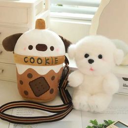 حيوانات أفخم محشوة Kaii Plush Teacup Dog محشو دمية جرو صغيرة في فقاعة Tea Toy ألعاب صغيرة للكلب للأطفال أفضل هدايا عيد ميلاد للبنات