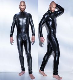 New man Sexy leather latex catsuit Teddy bodysuit black shiny Erotic Lingerie Bodysuits Zentai Body Wear One Piece jumpsuit8957609