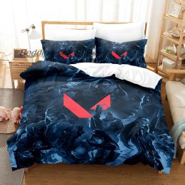 sets Game VALORANT Jett Bedding Set Single Twin Full Queen King Size Bed Set Aldult Kid Bedroom Duvetcover Sets Anime Bed Sheet Set