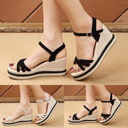 Sandals Fashion Spring And Summer Women Wedge Heel Open Toe Strap Buckle