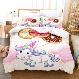 sets 3d Cartoon Cute Bedding Duvet Cover Set Full Size Comforter Sets Pink Princess Unicorn Home Bed Cover Set for Kids Bedclothes