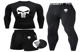 Compression MMA Rashguard Men s Jiu Jitsu t Shirt Pants Muay Thai Shorts Rash Guard Skull Gym Men Bjj Boxing 3pcs Sets clothing 228167680