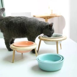 Feeding Elevated Cat Ceramic Bowls Height Adjustable Small Dog Food Water Bowl Pet High Foot Feeding Dish Cats Dogs Ceramics Feeder