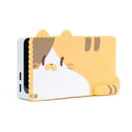 Cases Silicone Shell Switch TV Dock Cute Cat Decorate Case Compatible with Nintendo Switch OLED/Switch TV Dock Stand Protective Cover